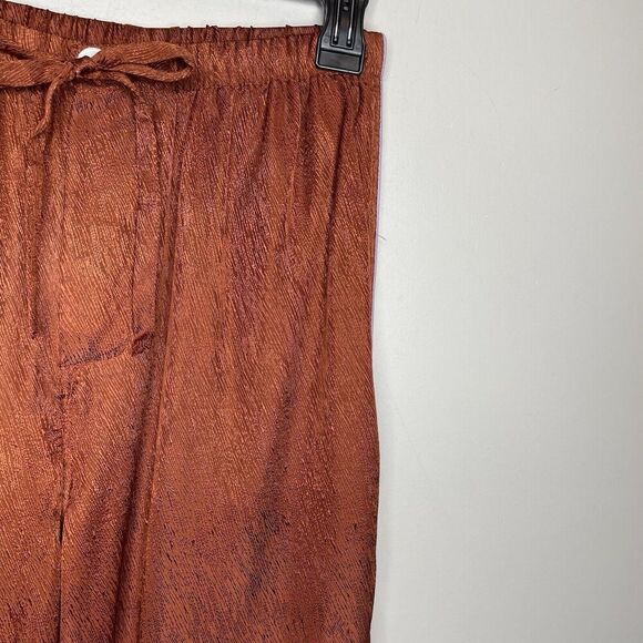 UNTITLED IN MOTION Satin Pants Women Small Brown Wide Leg Pajama Suiting - Picture 3 of 16